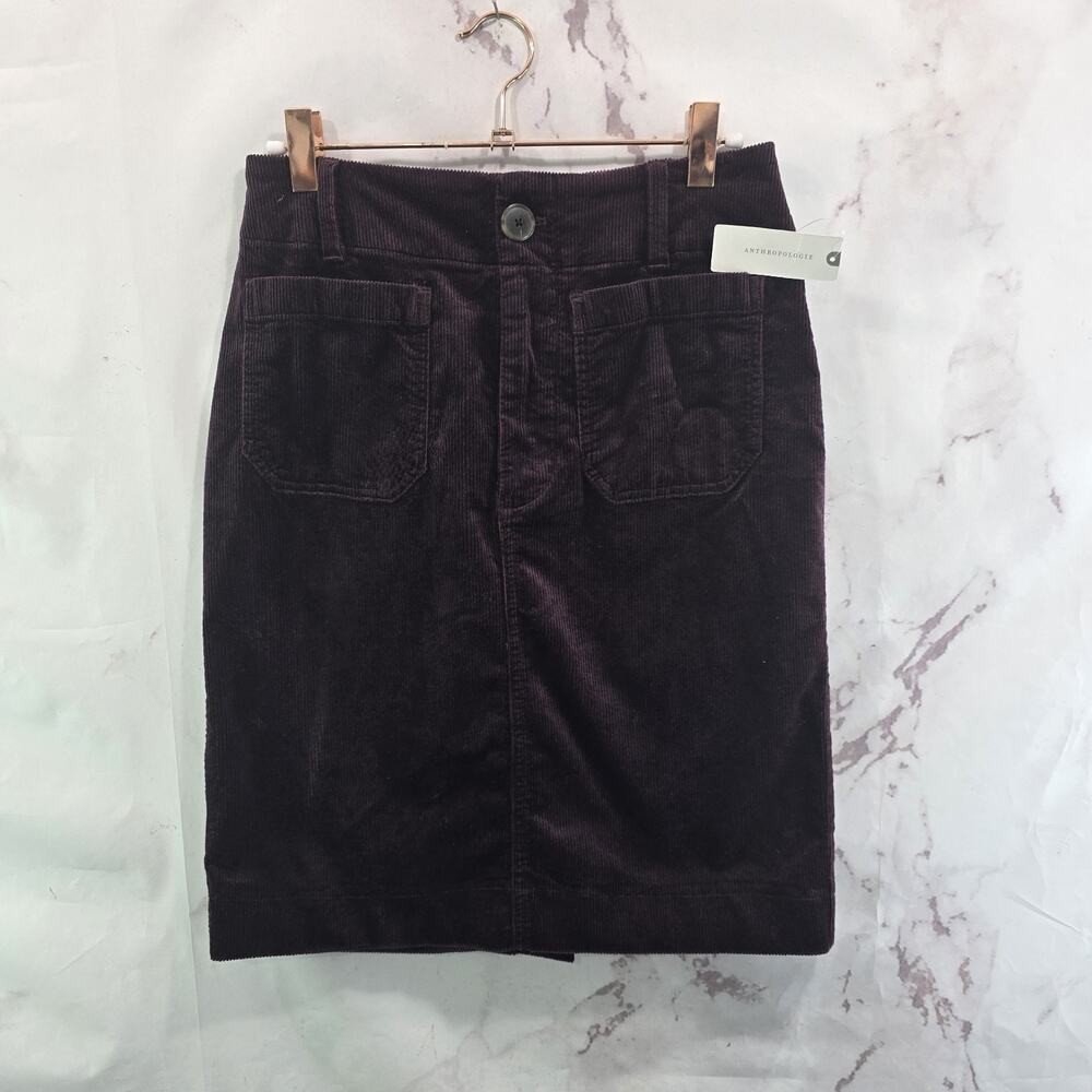 Anthropologie Skirt Womens XS Burgundy Purple Red Corduroy Maeve Colette